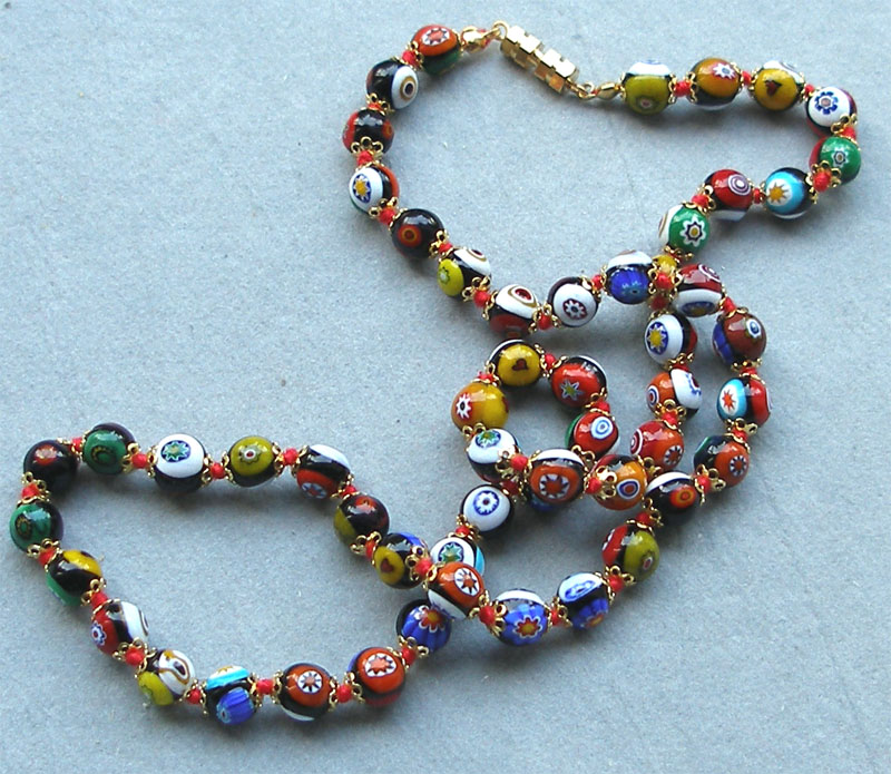 Vintage Murano Glass Beads MILLEFIORI CLASSIC NECKLACE | eBay
